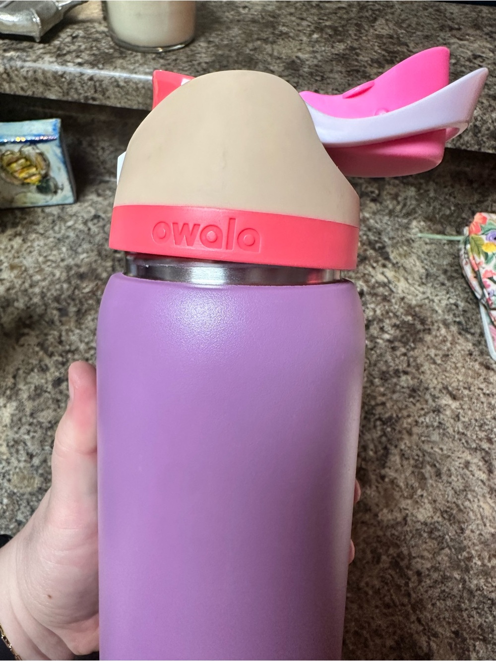 32 ounce Owala Insulated Water Bottle - Lilac with Pink & Cream Lid